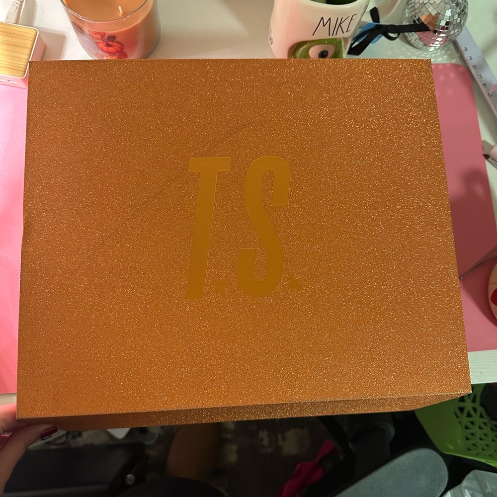 Taylor Swift Life Of A Showgirl Cardigan and CD box set.